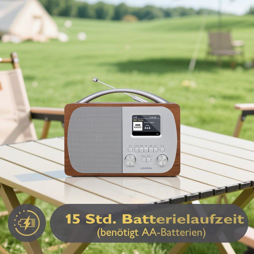 LEMEGA DR5 Tragbares DAB/DAB+ Digitalradio,Radio Holz mit Bluetooth 5.3,UKW-Radio für die Küche oder