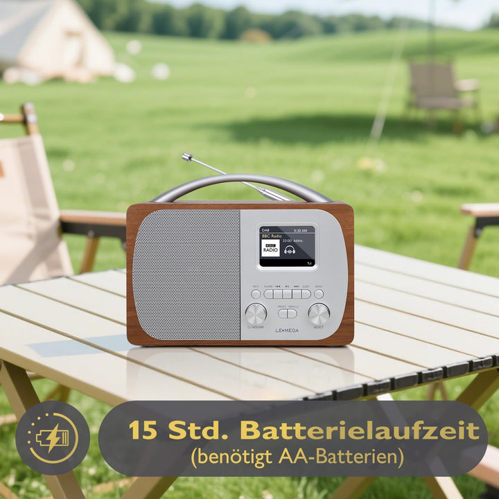 LEMEGA DR5 Tragbares DAB/DAB+ Digitalradio,Radio Holz mit Bluetooth 5.3,UKW-Radio für die Küche oder