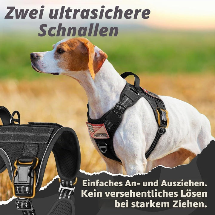 rabbitgoo Hundegeschirr Grosse Hunde, Anti Zug Geschirr Hund Verstellbar mit Griffe Verbreitert, Rob