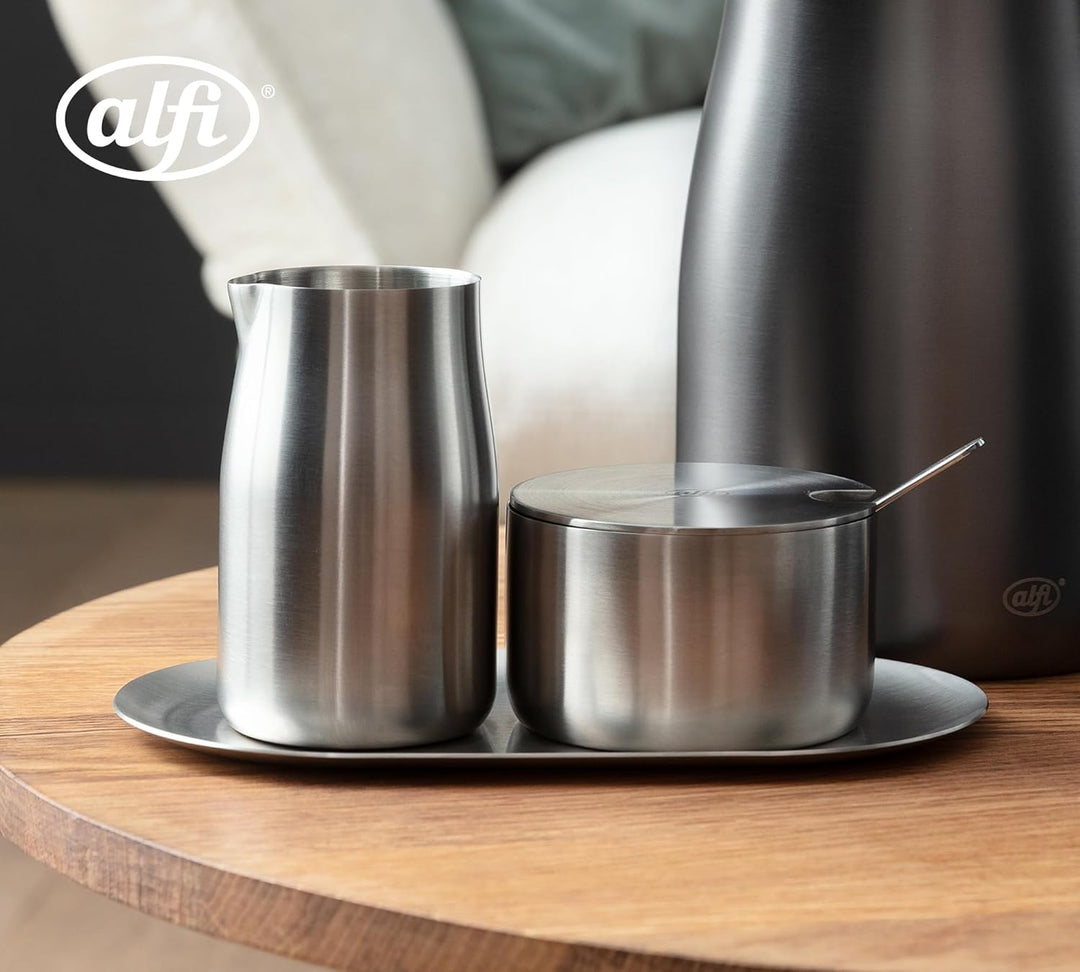 alfi MILK AND SUGAR SET,matt, hochwertiges Edelstahl-Milch- und Zuckerset, stilvolles Design, spülma