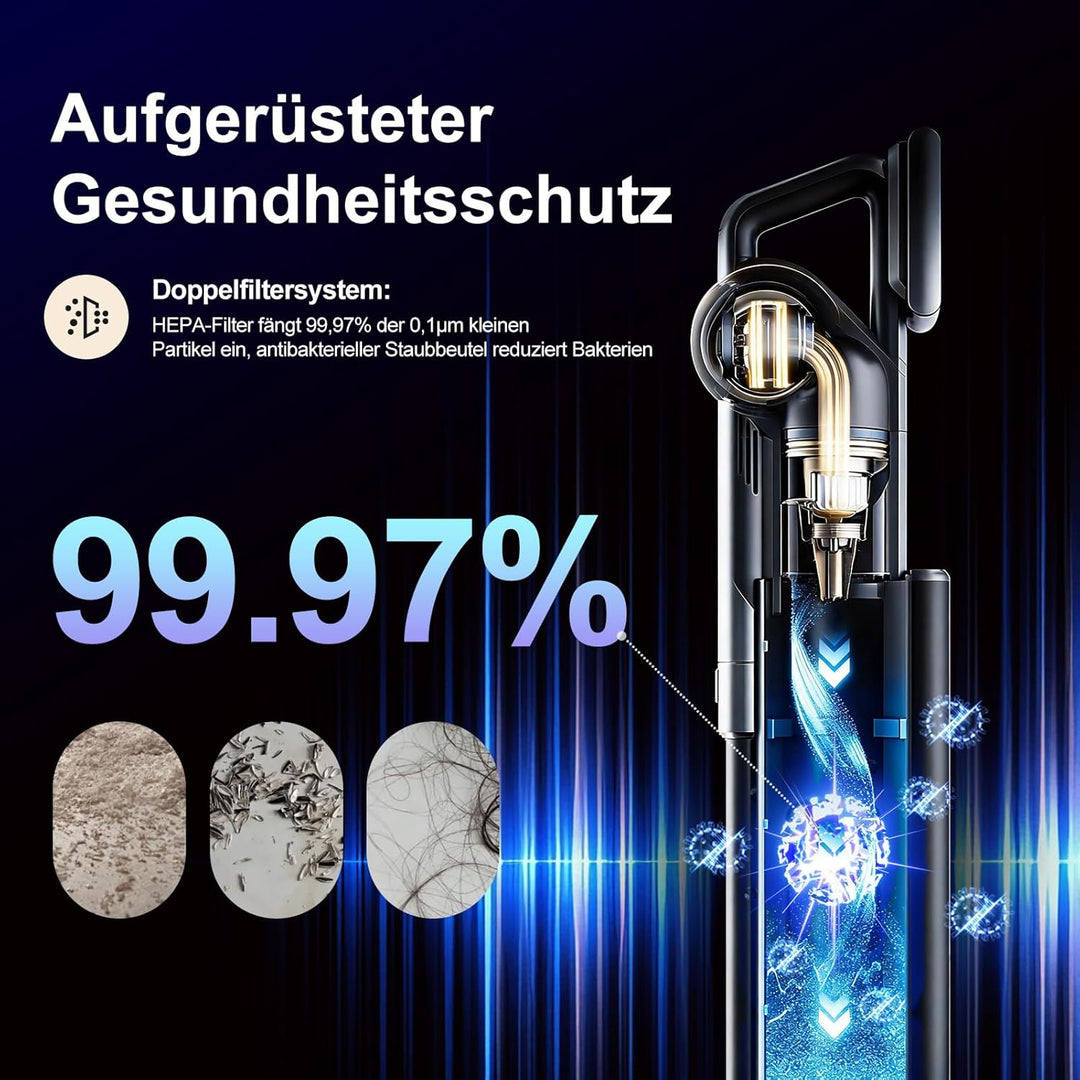 Tjean DustBase P7 Akku-Staubsauger mit automatischer Absaugstation, 550W Motor, 210AW Saugkraft, 60