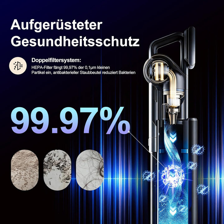 Tjean DustBase P7 Akku-Staubsauger mit automatischer Absaugstation, 550W Motor, 210AW Saugkraft, 60