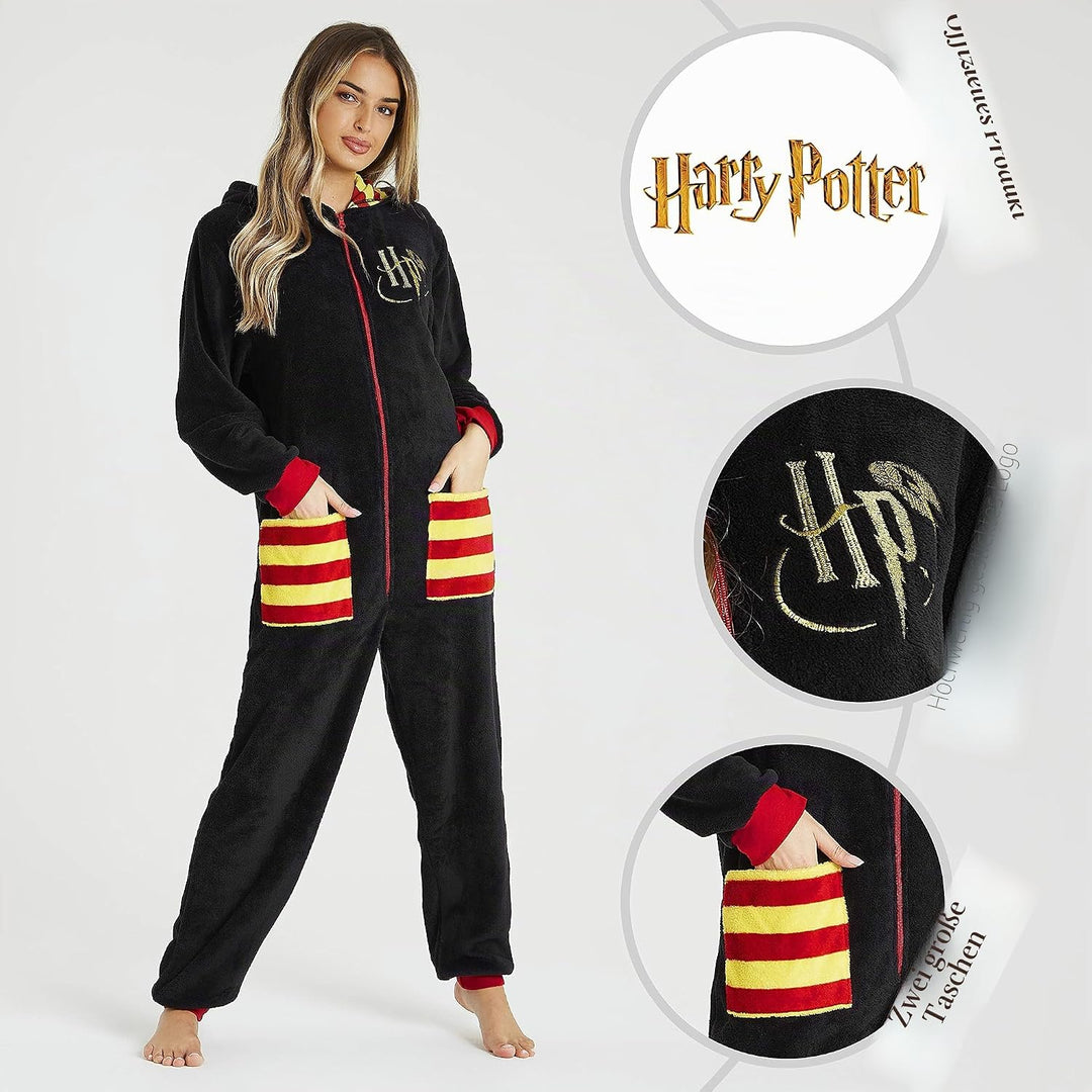 Harry Potter Jumpsuit, Overall Onesie Damen und Herren, Fleece Schlafoverall Einteiler, One Piece Ha
