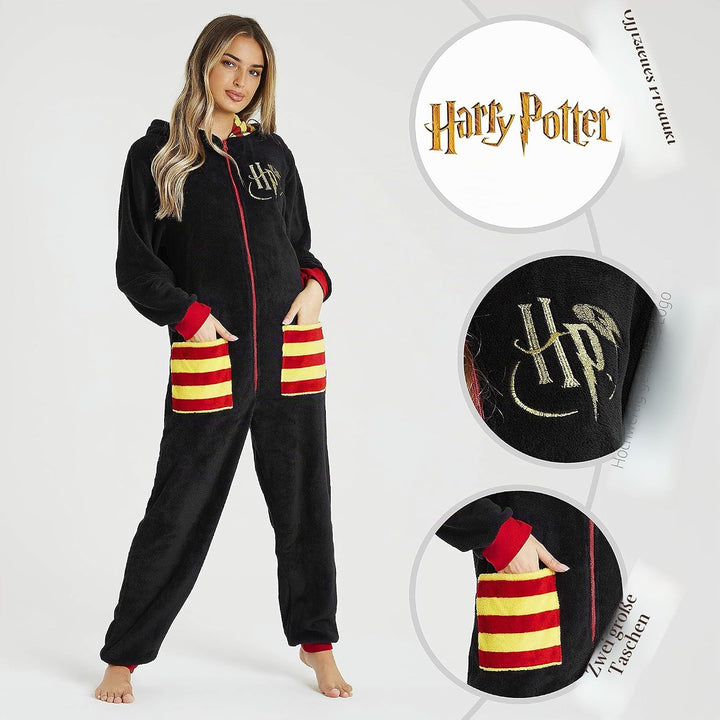 Harry Potter Jumpsuit, Overall Onesie Damen und Herren, Fleece Schlafoverall Einteiler, One Piece Ha