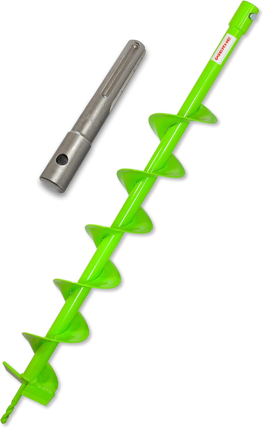 WERHE® Profi Bohrer VollStahl, Erdbohrer für bohrmaschine 100 mm extrem robust mit SDS Max Adapter -