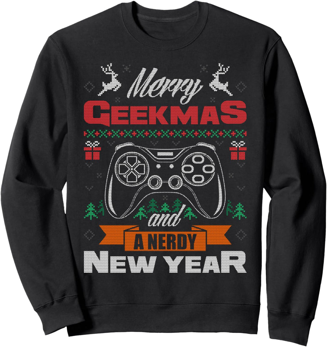 Merry Geekmas And A Nerdy New Year Ugly Christmas Sweater Sweatshirt