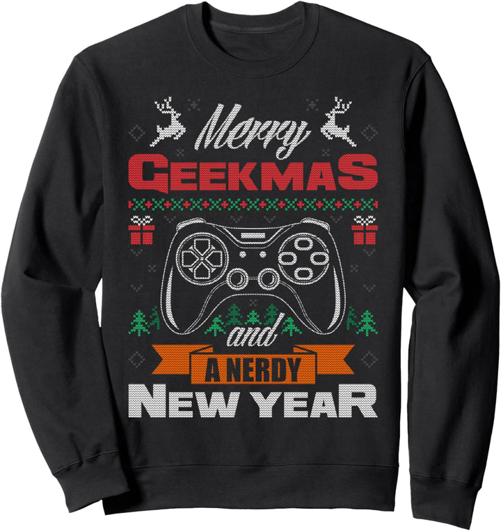 Merry Geekmas And A Nerdy New Year Ugly Christmas Sweater Sweatshirt