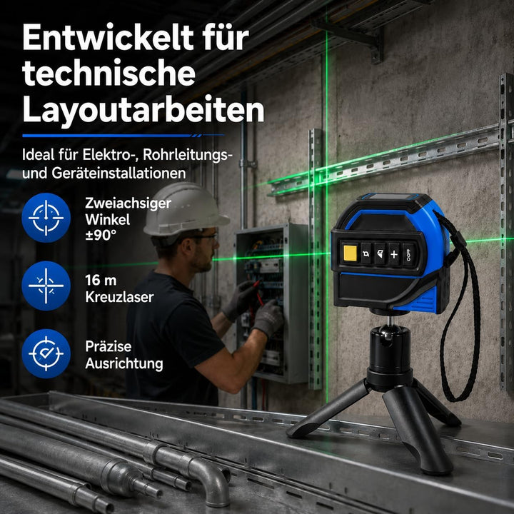 Laser Entfernungsmesser 40 m, 4 in 1 Laser Massband mit 5 m Massband, 40 m Laser, 16 m Laser-Fadenkr