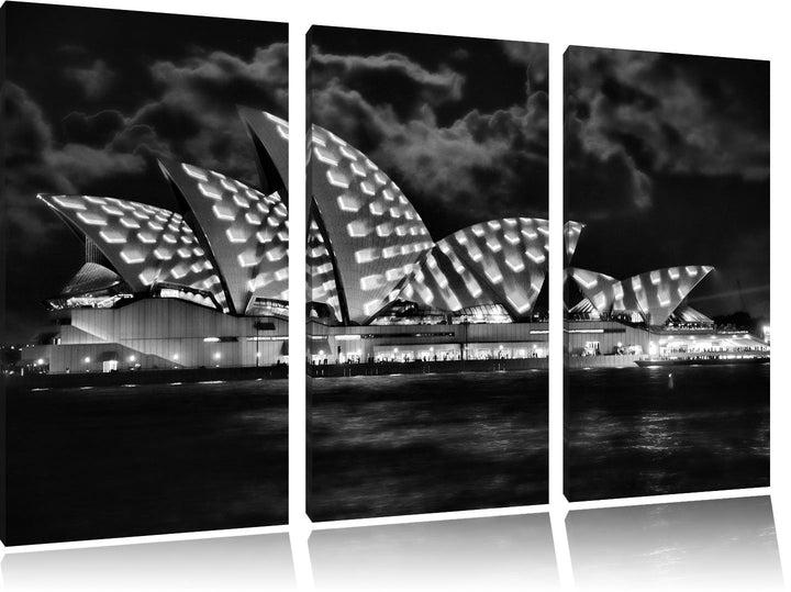 Pixxprint Sydney Opera House bei Nacht als Leinwandbild/Grösse: 3 Teilig (120x80) cm/Wandbild/Kunstd