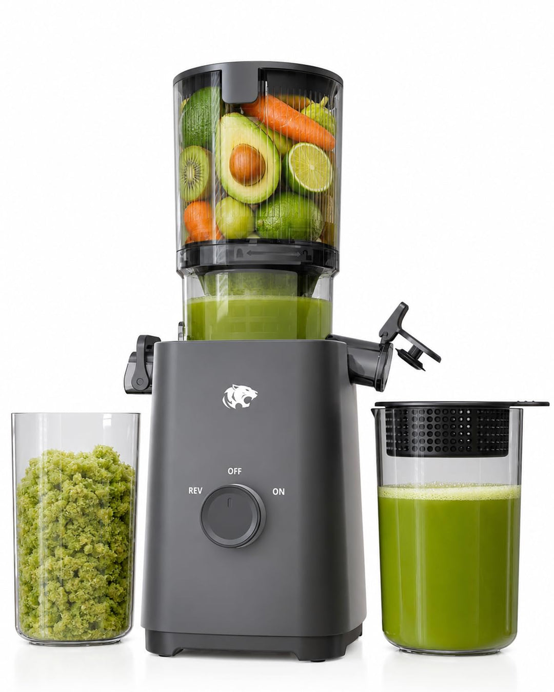 Entsafter Slow Juicer mit 120mm breitem Einfüllstutzen – Kaltpress-Entsafter für Obst und Gemüse mit