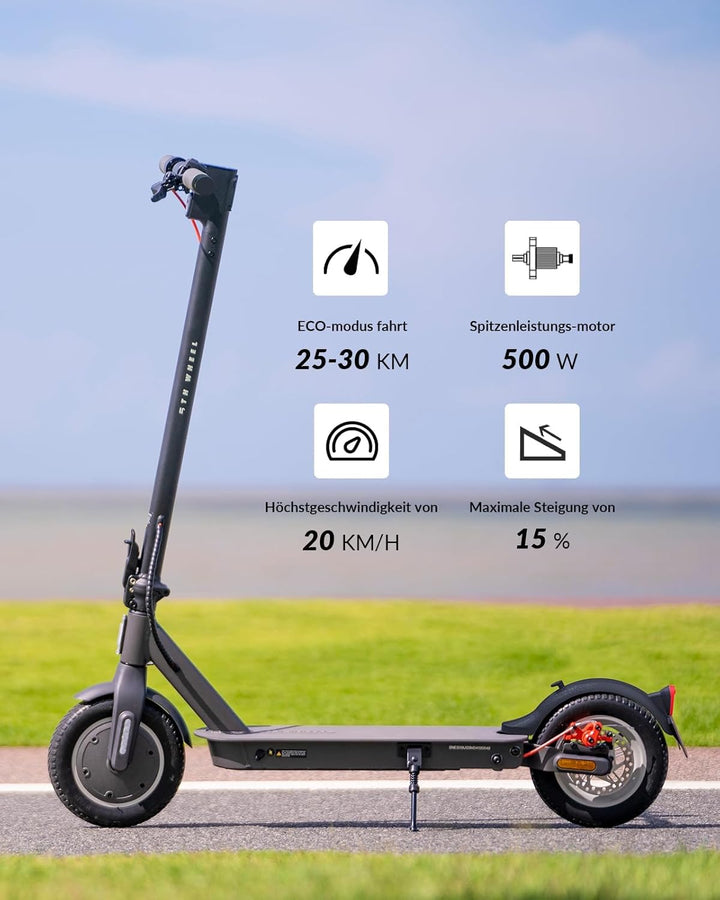 E Scooter mit Strassenzulassung ABE, 5TH WHEEL V30PRO Elektroscooter mit Blinker, 10 Zoll Reifen, 25