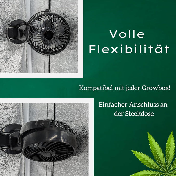 PREMIUM 230V Ventilator Grow mit Kabel für Steckdose Clip Klipp Klemme Klemmventilator I Clipventila