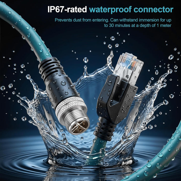 SZRMCC M12 8 Pin X-Coded Stecker auf RJ45 Ethernet Kabel Cat7e Gigabit Geschirmtes Wasserdicht Kabel