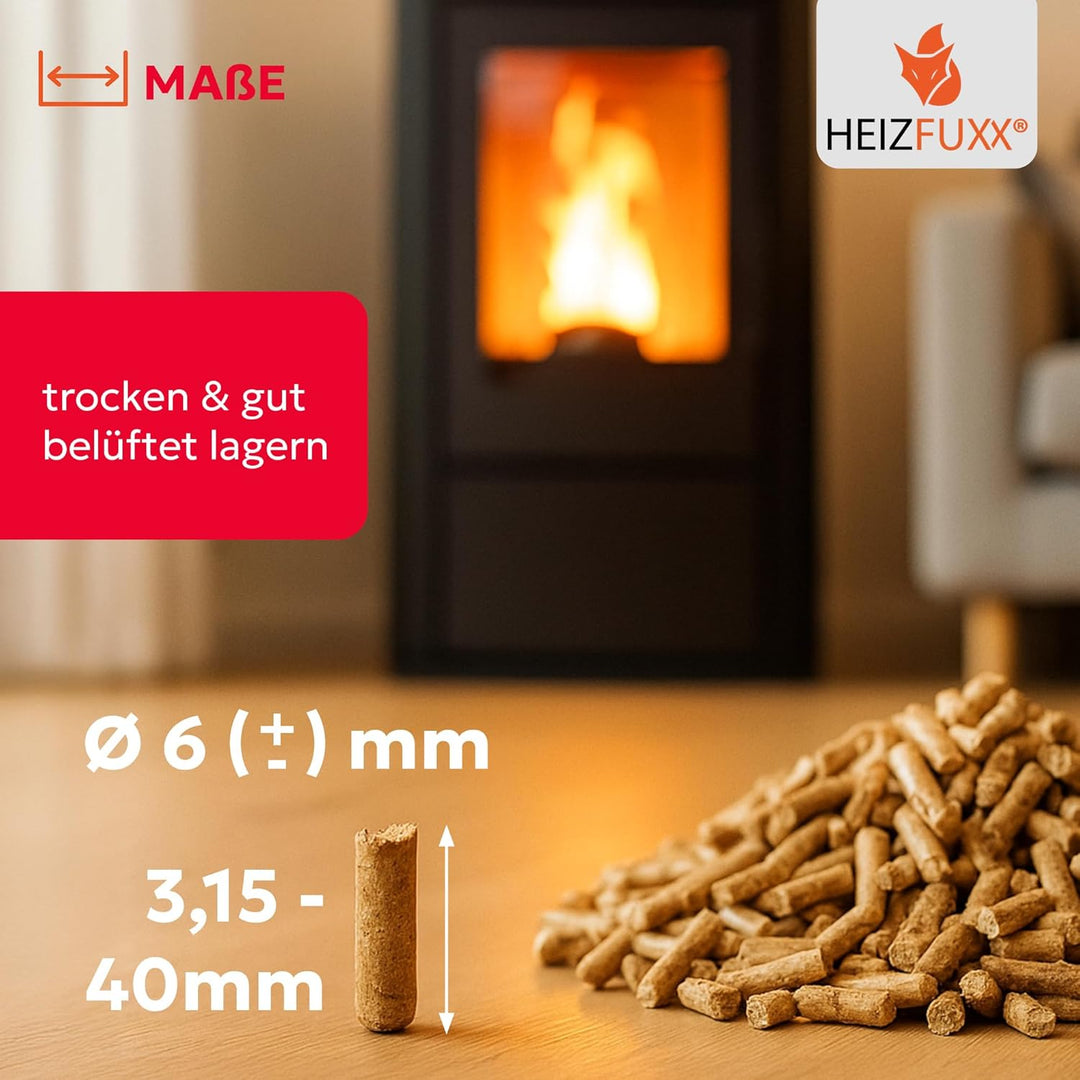 Holzpellets Red Sackware 15 kg - 6mm Hartholz Pellets mit hohem Heizwert & geringem Ascheanteil - Pr