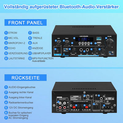 HiFi-Verstärker AK55 Bluetooth Stereo-Audioverstärker Receiver 2 Kanäle 70WX2 Max. 600W Digitale End