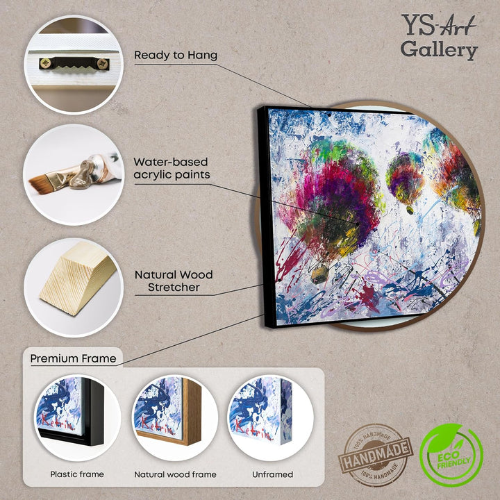 YS-Art Abstrakt Acryl Gemälde auf Leinwand handgemalt Freiflug Wandbilder Wohnzimmer moderne bunte H