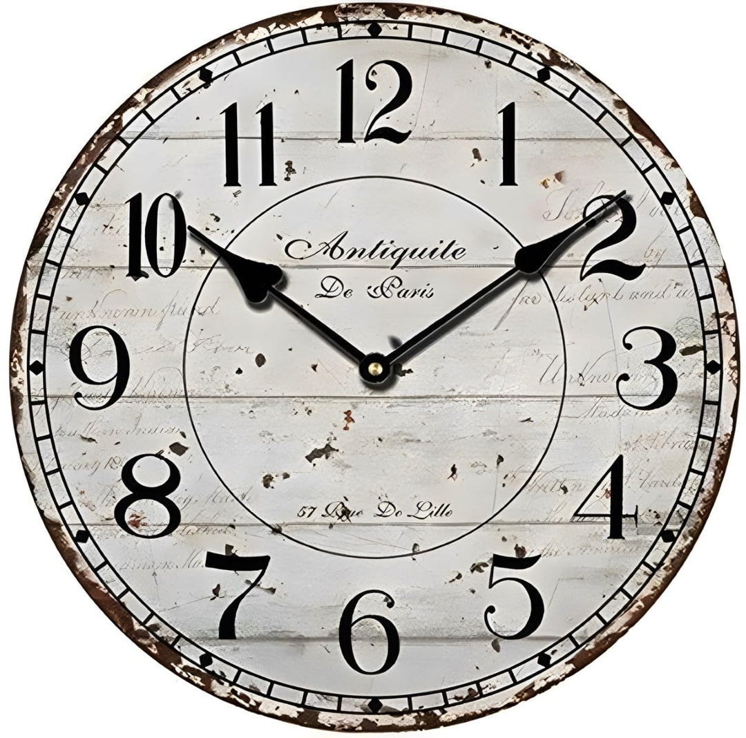 Wanduhr küchenuhr Vintage Shabby CHIC Antik Nostalgie Rustikale Quarzuhr aus MDF mit lautlosem Uhrwe