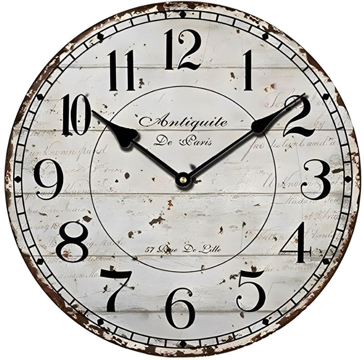 Wanduhr küchenuhr Vintage Shabby CHIC Antik Nostalgie Rustikale Quarzuhr aus MDF mit lautlosem Uhrwe