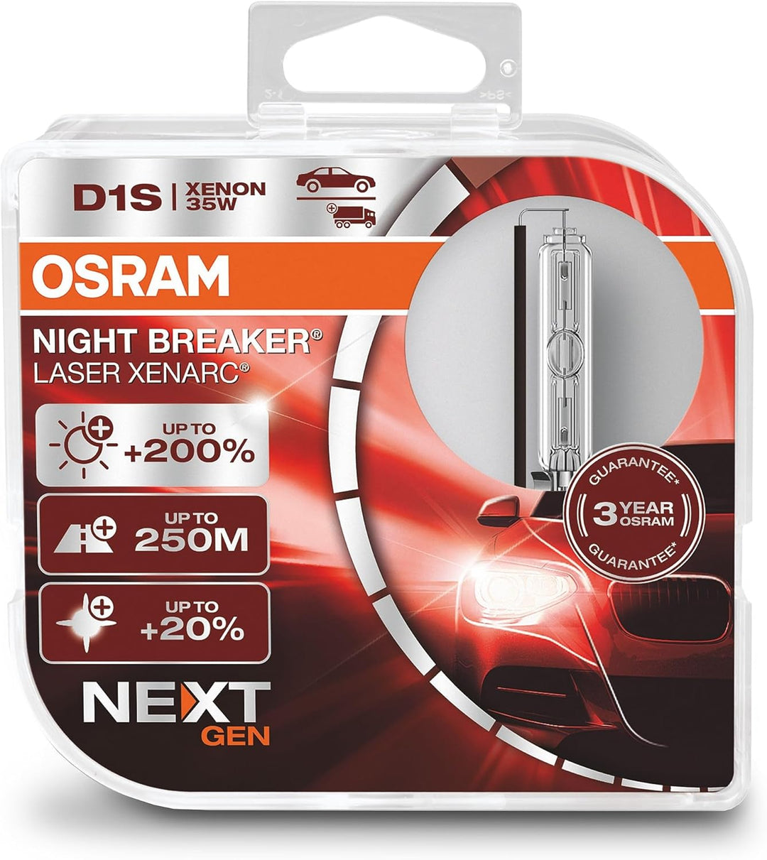 OSRAM XENARC NIGHT BREAKER LASER D1S Next Generation, +200 % mehr Helligkeit, HID Xenon-Scheinwerfer