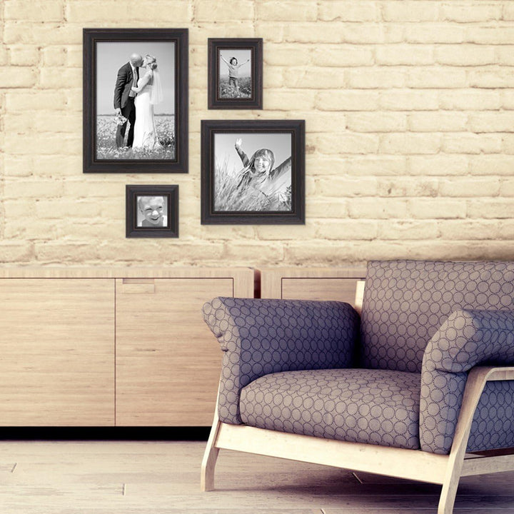 4er-Set Bilderrahmen Dunkelbraun Landhaus-Stil shabby-chic je einmal 10x10, 10x15, 20x20 und 20x30 c