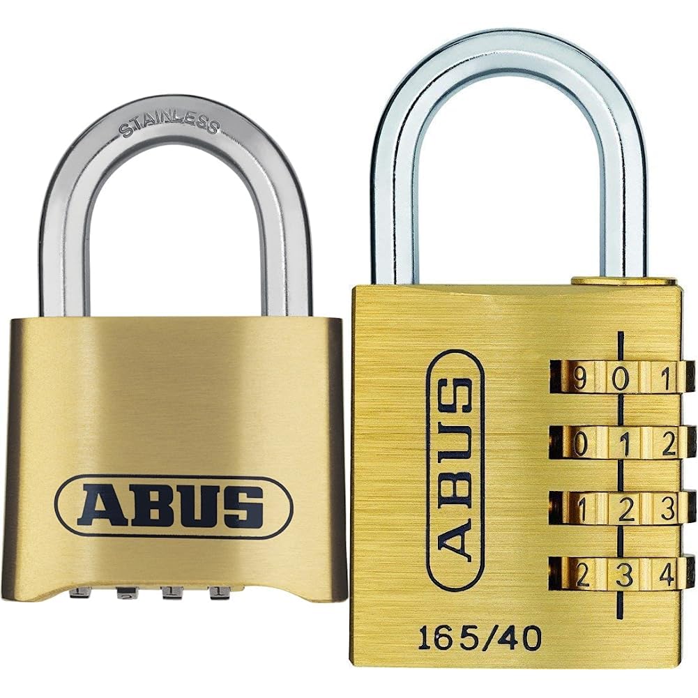 ABUS Zahlenschloss 180IB/50 - Vorhängeschloss aus Messing & Zahlenschloss 165/40 - Vorhängeschloss a