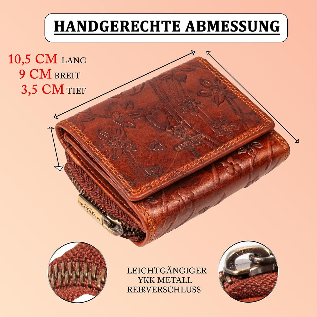 MATADOR Kleine ECHT Leder Geldbörse CHIQUITO Damen Portemonnaie Klein Frauen Geldbeutel TüV Geprüfte