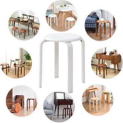 IBUYKE 4er Set Esszimmerhocker, Holzstapelstuhl mit Rutschfester Matte, Stapelhocker für Klassenzimm