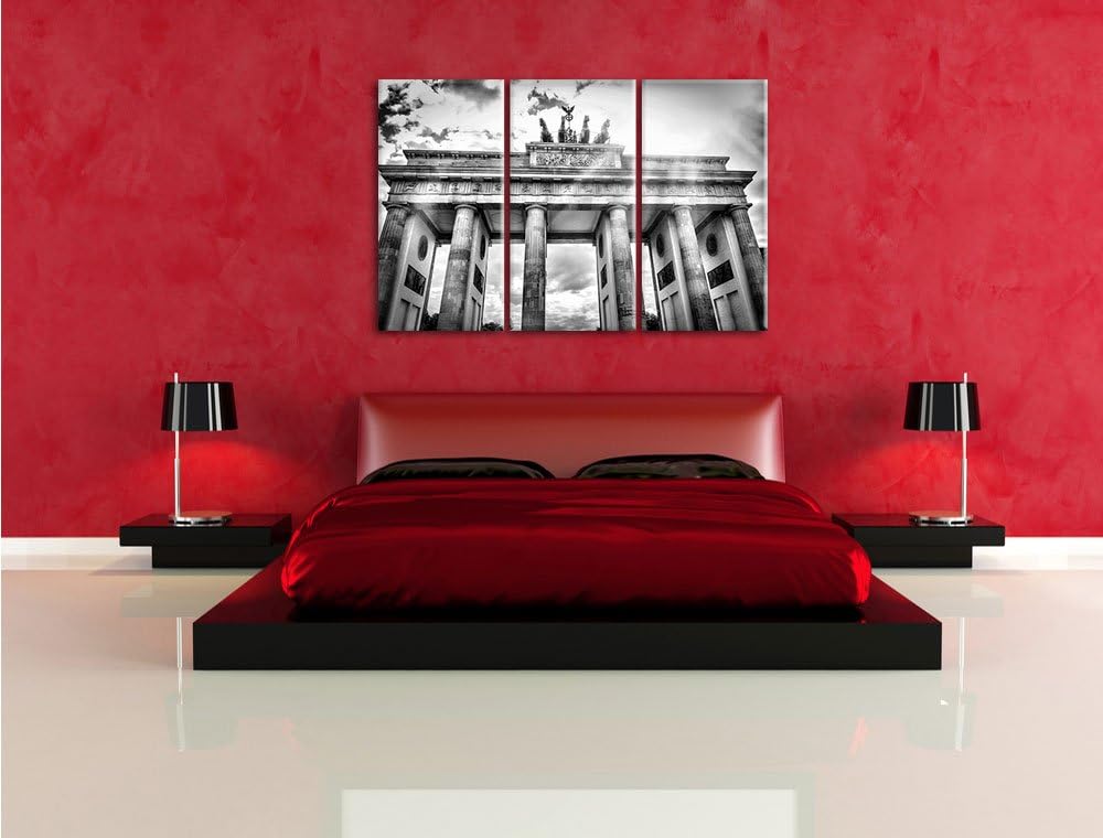 Pixxprint Brandenburger Tor Berlin als Leinwandbild/Grösse: 3 Teilig (120x80) cm/Wandbild/Kunstdruck