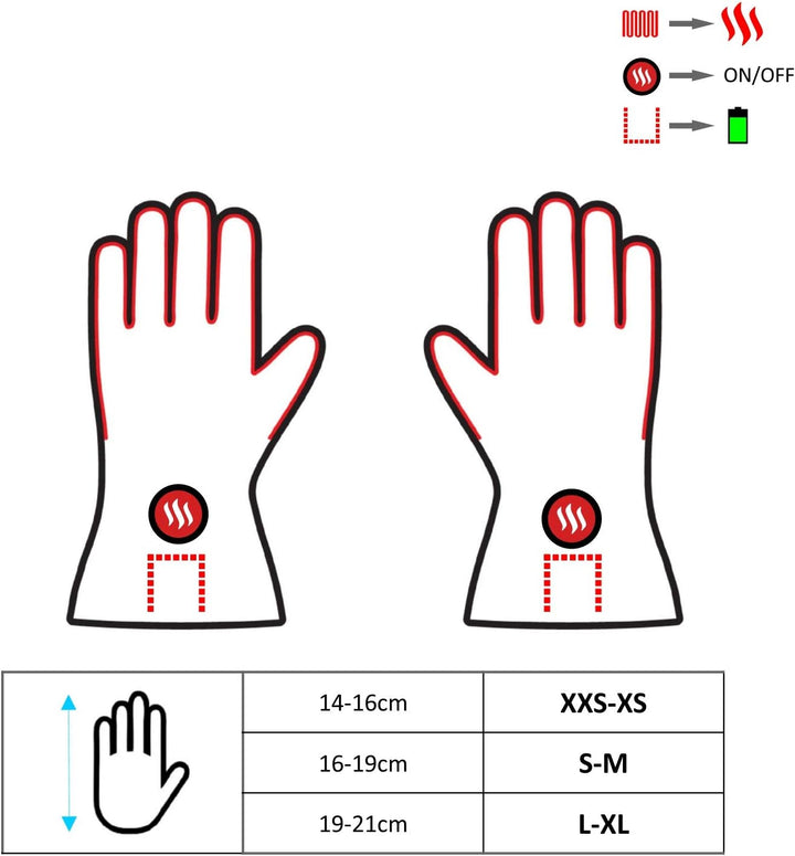 Akku Beheizte Thermoaktive Universalhandschuhe mit Wasserdichtem Bezug XXS-XS GLB, XXS-XS GLB
