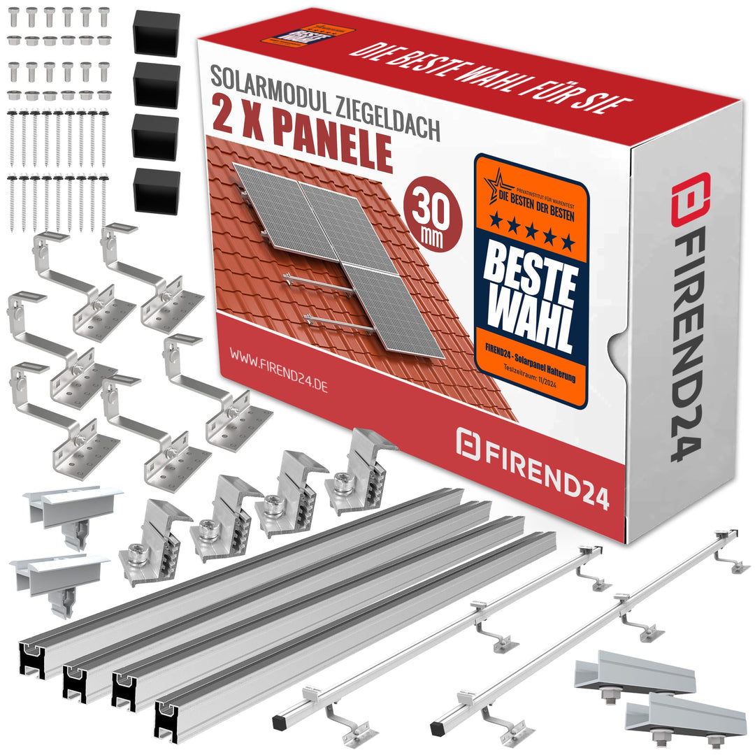SET 2x PV-Module, PV, Photovoltaik, Aufständerung, Ziegeldach, Dachhalterung, Befestigung, Halter, H