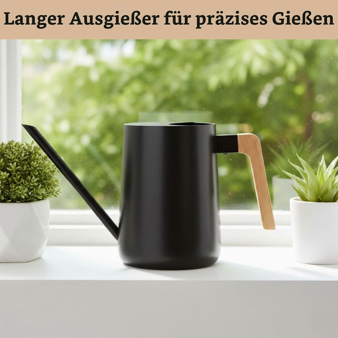 HB Design Co. Giesskanne für den Innenbereich mit langem Auslauf – 1000 ml Schwarze Giesskanne für Z