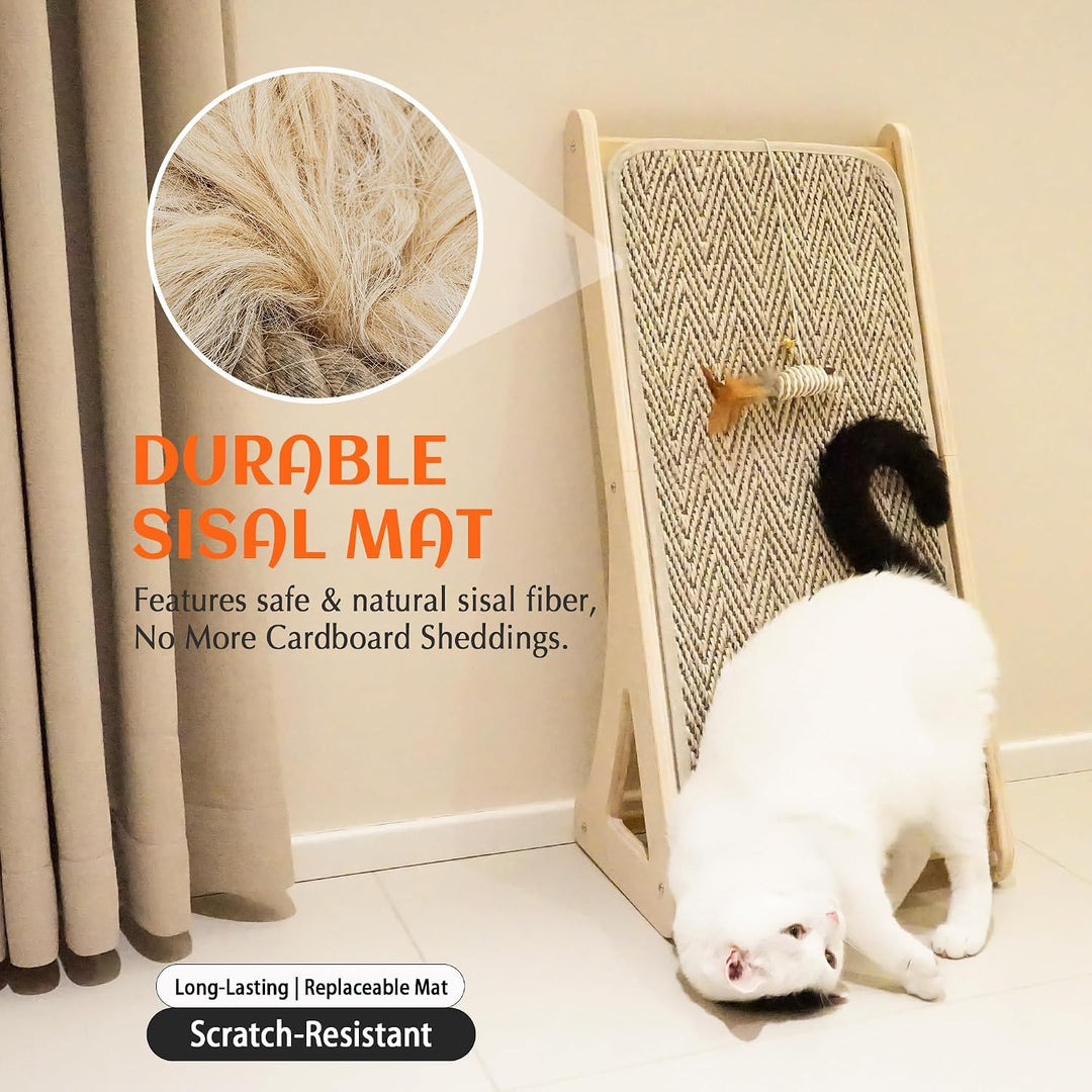 PETKARAY Kratzbrett Katze, 68 cm Hohe L-förmiger Sisal Kratzsäule, Dual-Use Kratzpads für Katzen, Ka