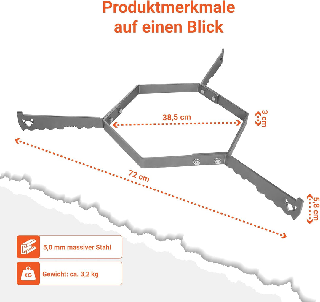 FENNEK Auflageleiste für Feuerplatten Ø 80 cm | Garantiert optimale Luftzufuhr und sicheren Halt | P