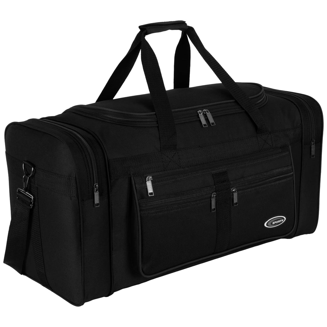 Sporttasche, Reisetasche und Fitnesstasche für Damen und Herren- Tainingstasche, Gym Bag (Schwarz, L