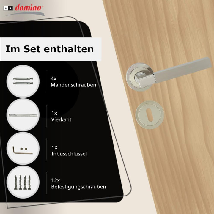 domino Türgriff HELENA-R M7/M9 BB-Buntbart Drückergarnitur für Zimmertüren Türdrücker-Set Rosetten-G
