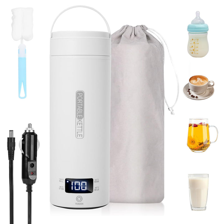 Reisewasserkocher, Tragbarer 450ml Mini Wasserkocher mit Unterwegs Heizung Automatisch Abschalten, 9