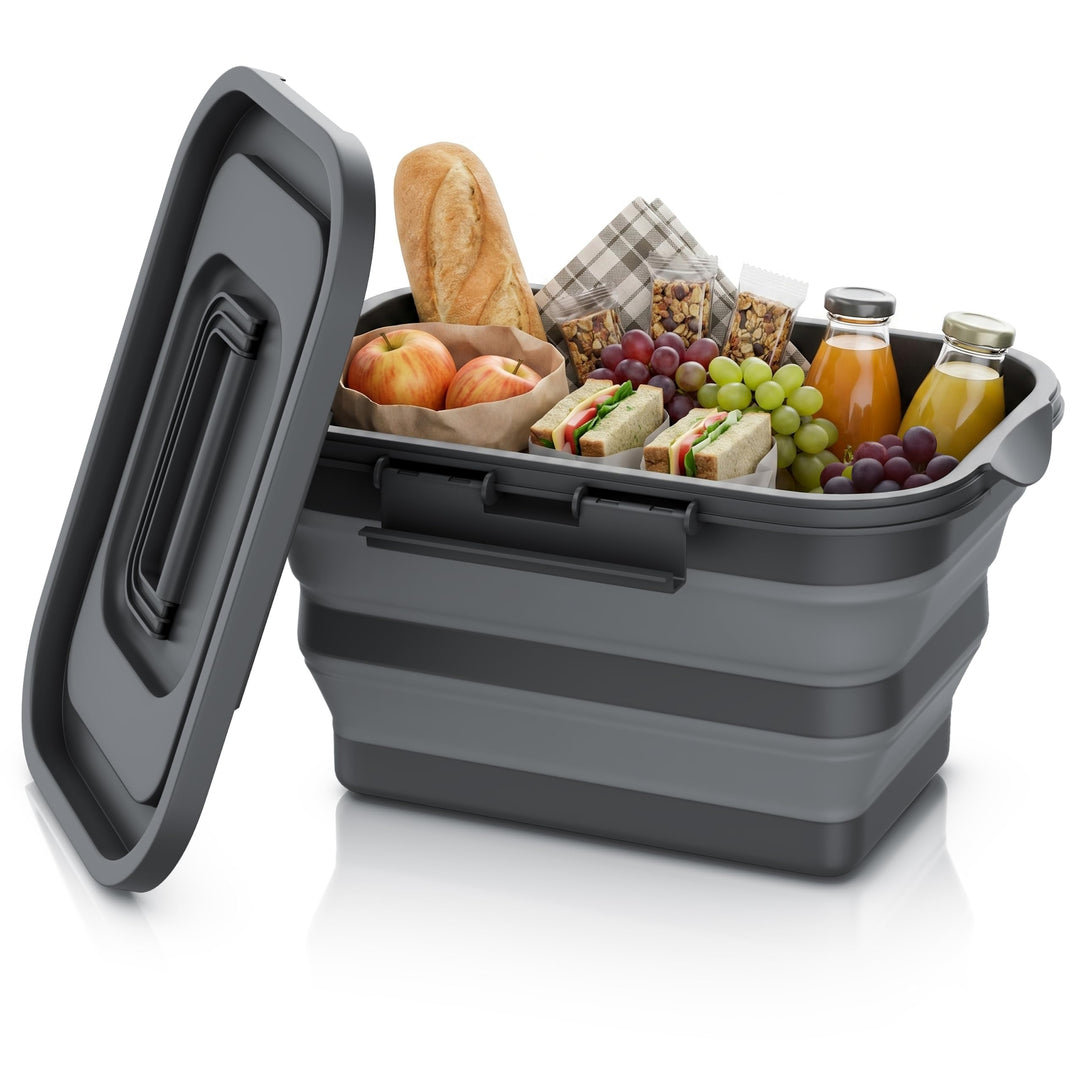 CSL - Faltbarer Picknickkorb mit Deckel und Griff – 8 Liter – Aufbewahrungsbehälter Camping Wandern