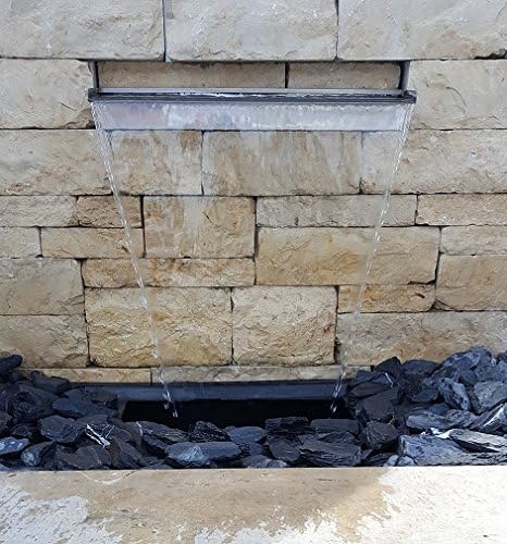 garten-wohnambiente Wasserfall 75 cm incl. LED-Beleuchtung aus Edelstahl matt gebürstet Wasserauslau
