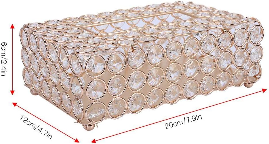 Rechteckigen Kristall Tissue Box Cover Edelstahl Serviettenkoffer für Lagerung und Wohnkultur(Gold),