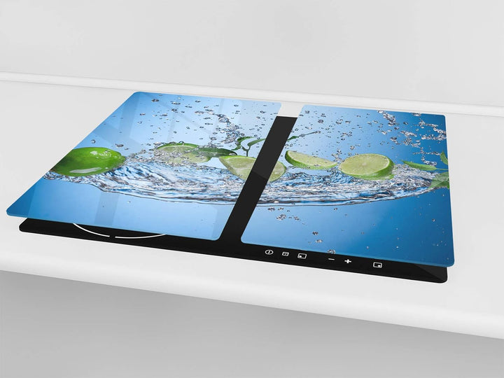 Küchenbrett aus Hartglas und Induktionskochplattenabdeckung – Schneideplatten SINGLE mit 60 x 52 cm