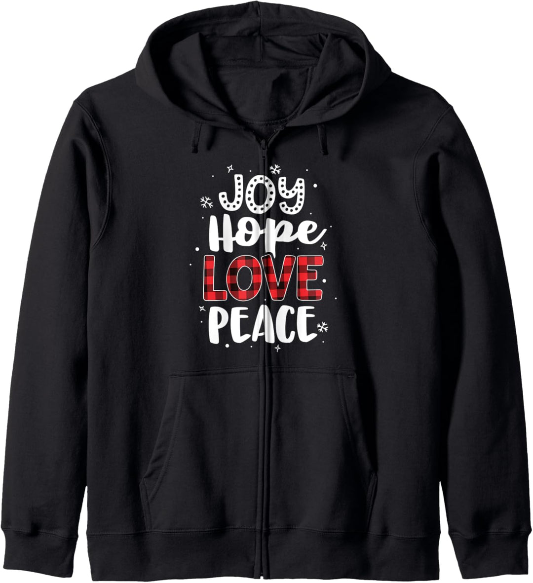 Joy Hope Love Peace Weihnachtsmutter, kariert, Büffel, Rot Kapuzenjacke