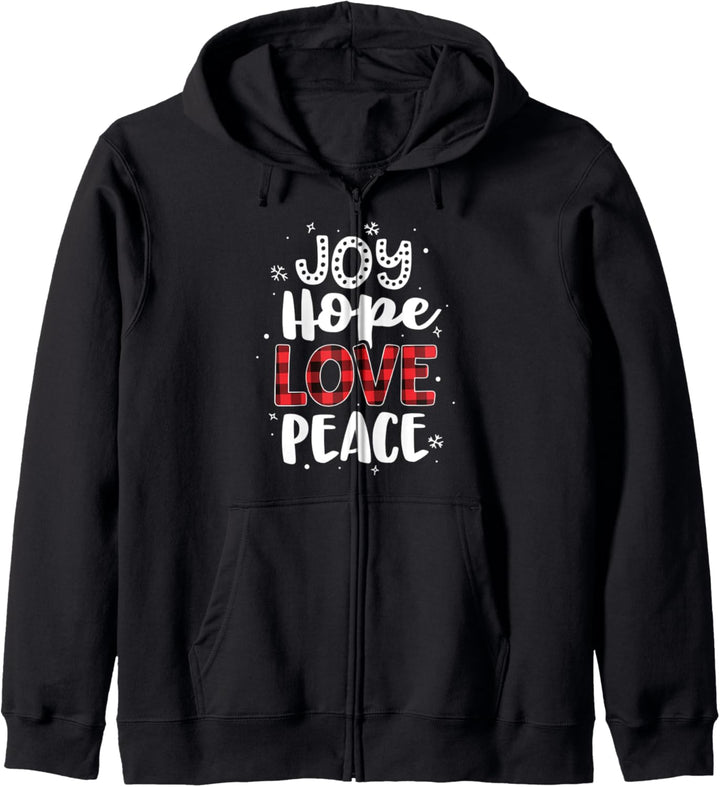 Joy Hope Love Peace Weihnachtsmutter, kariert, Büffel, Rot Kapuzenjacke