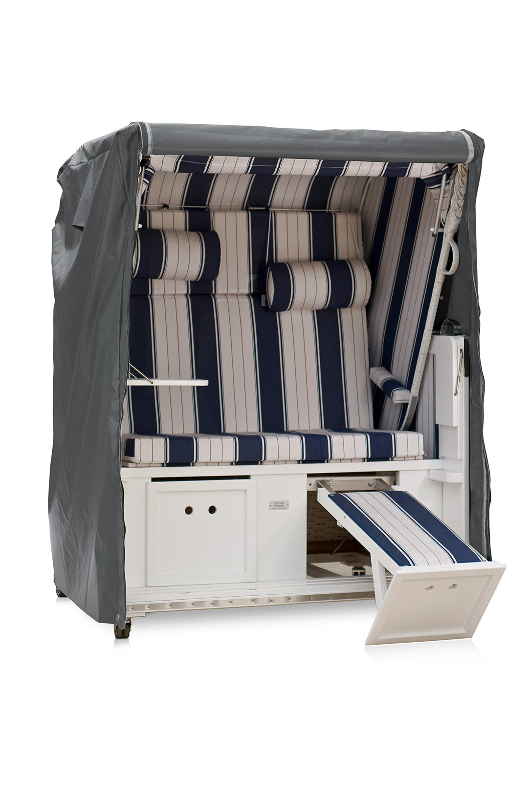 Casa Mina Abdeckhaube Schutzhülle für Strandkorb grau mit Reissverschluss 125x90x158cm (Robusta 2403