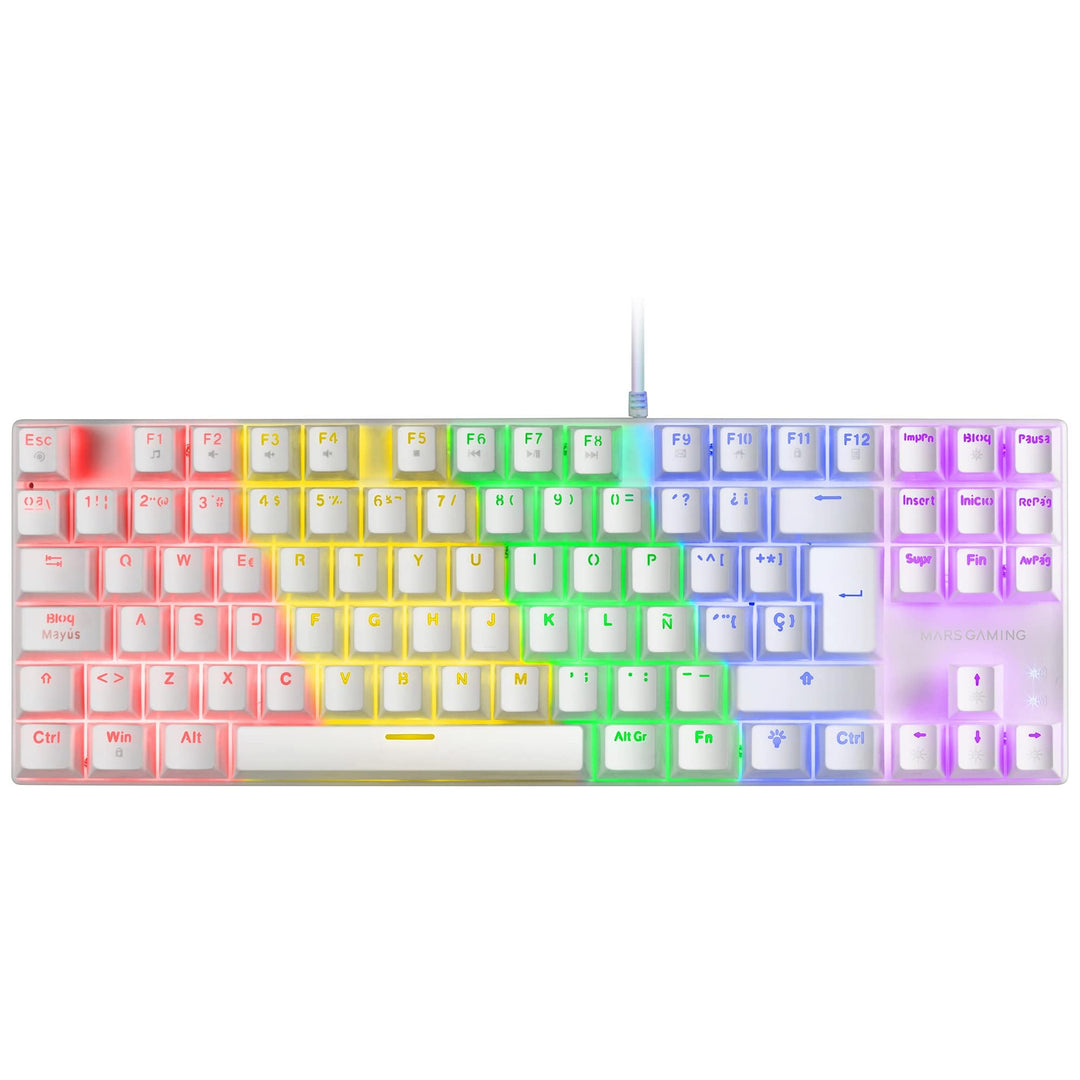 Mars Gaming MK80 Weiss, Mechanische Gaming Tastatur TKL FRGB, Antighosting, Switch Mechanischer Brau