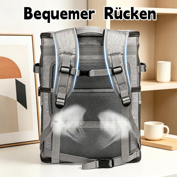 Katzenrucksack Grosse Katzen, Hunderucksack mit 7 Belüftungsfenstern, Zusammenklappbar Katzentranspo