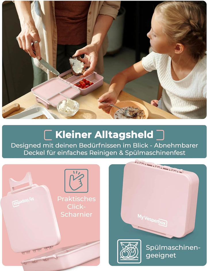 My Vesperbox® Brotdose für Kinder mit Fächern Liv [MADE IN GERMANY] - Lunchbox mit Trennfächern - Be