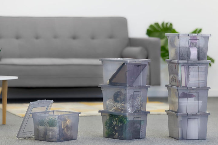 Iris Ohyama, Aufbewahrungsbox aus Kunststoff, 10-Liter-Büro-Aufbewahrungsbox, 8er-Set, BPA-frei, DDU