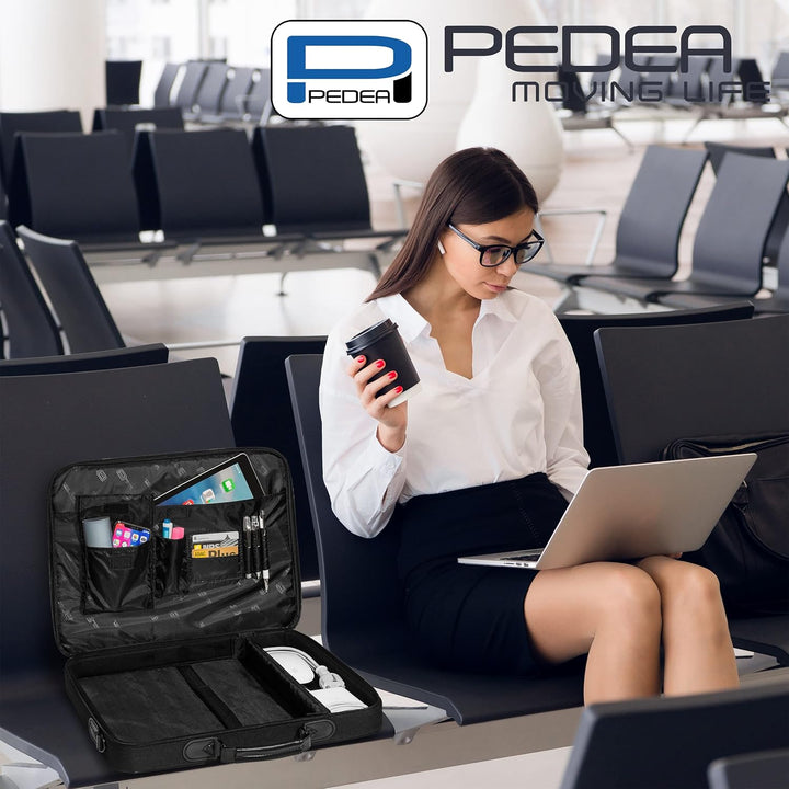PEDEA Laptoptasche "Trendline" Umhängetasche Messenger Bag für 17,3 Zoll (43,9 cm) inkl. schnurloser