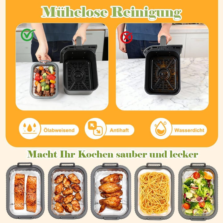 BYKITCHEN Airfryer Zubehör für Ninja AF400EU/AF500EU/SL400EU/Cosori Heissluftfritteuse 2 kammern, Au