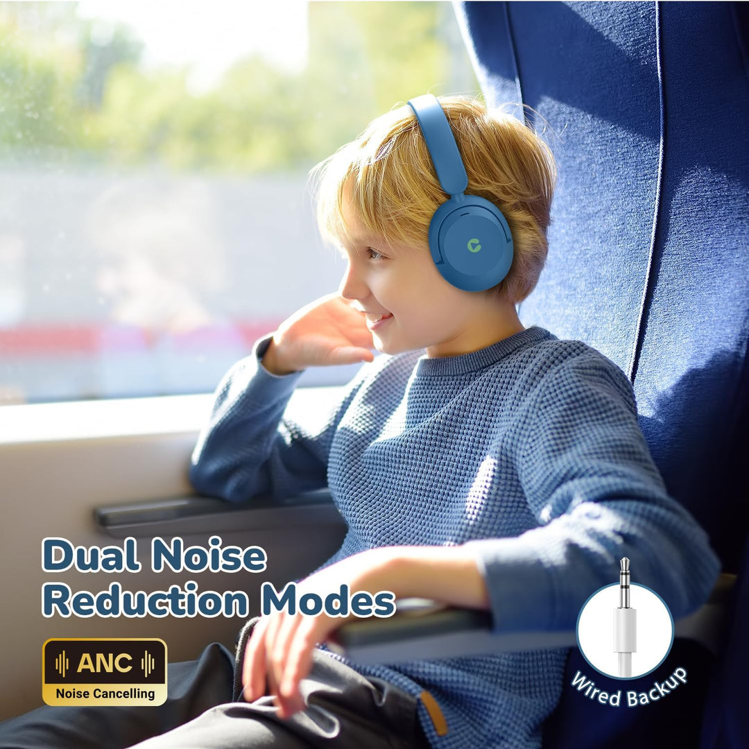 iClever Noise Cancelling Kopfhörer Kinder Bluetooth, 60H Spielzeit, 80dBA Sichere Lautstärke, Bequem